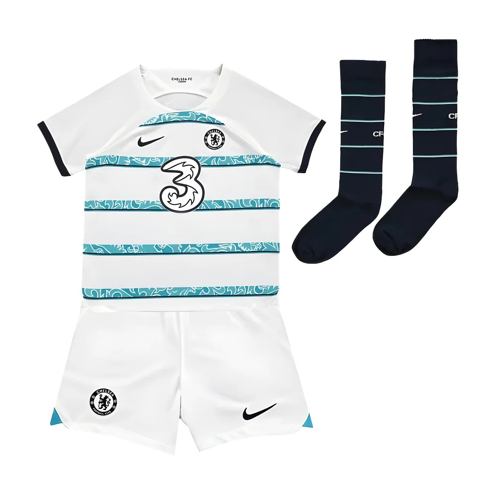 '22-'23 Chelsea Away Mini Kit Kids Polyester Made By: Nike Unisex Kids White Extra Large