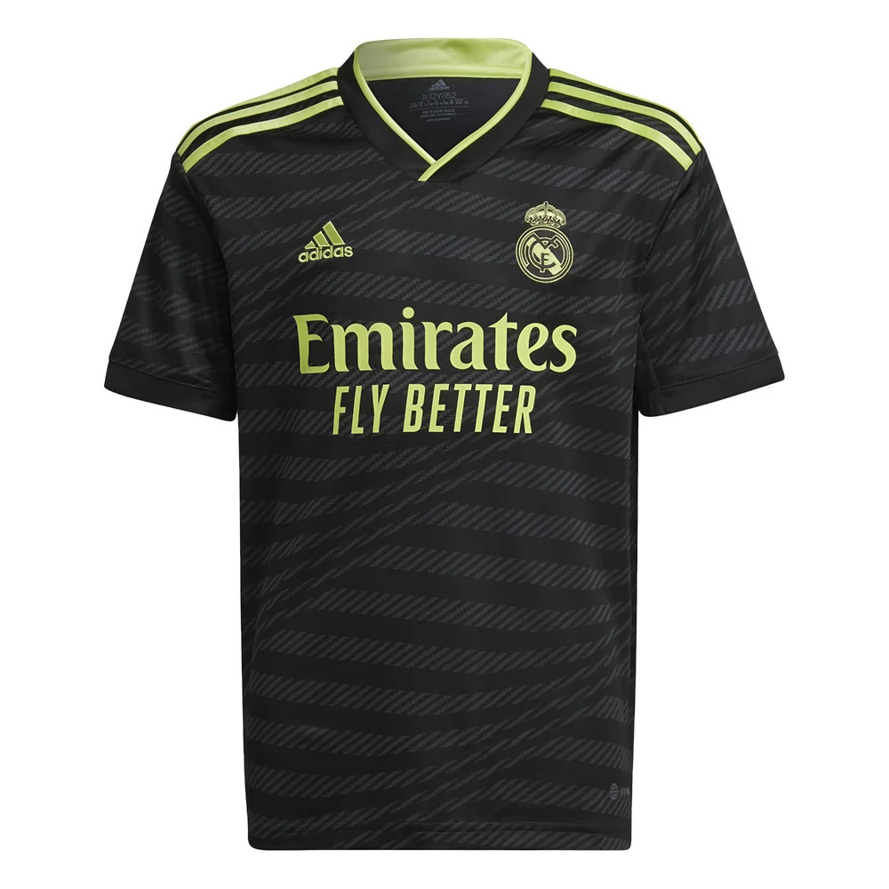'22-'23 Real Madrid Third Shirt (Kids) Polyester Made By: Adidas Unisex Kids Black Size 15-16