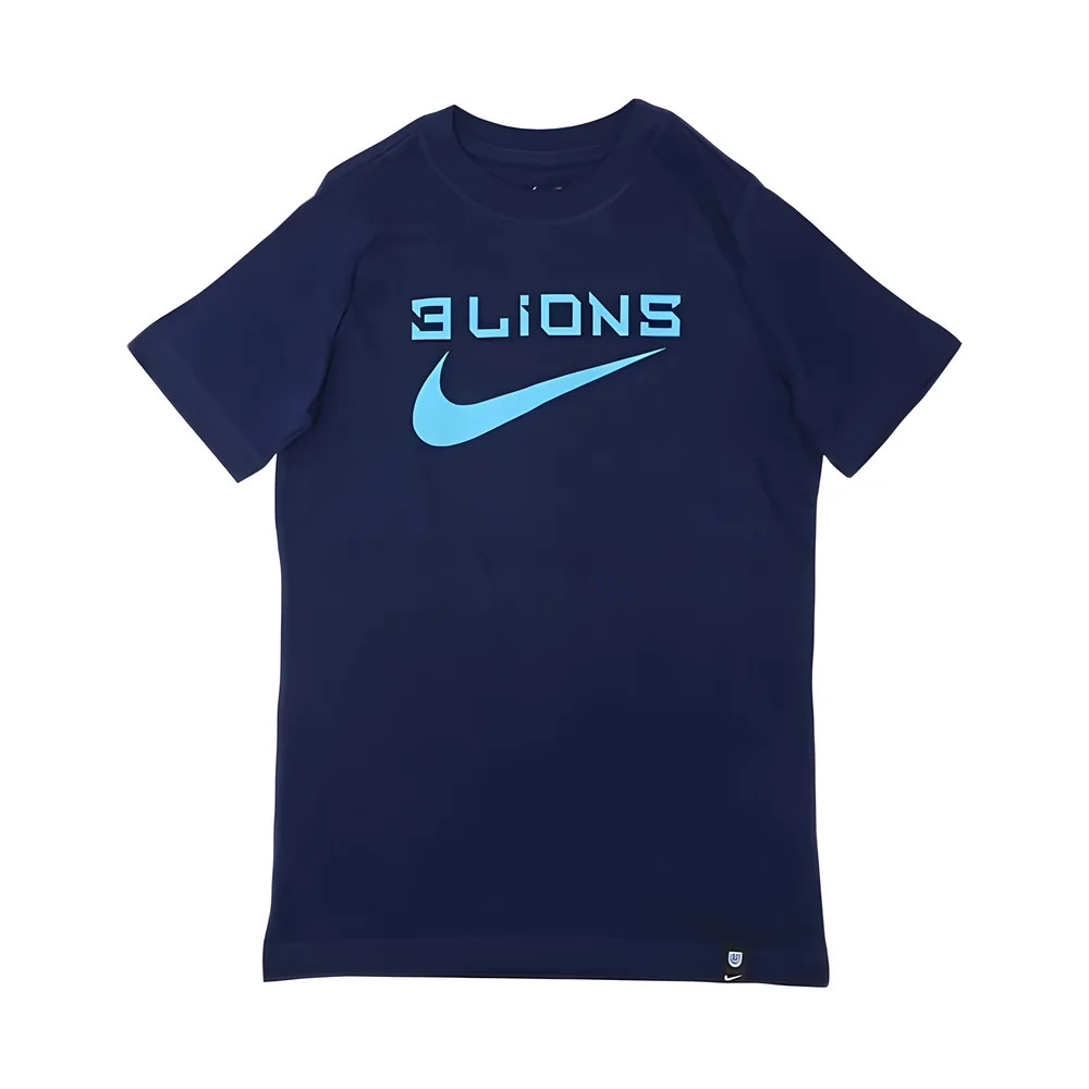'22-'23 England Three Lions Tee (Navy) - Kids Polyester Made By: Nike Unisex Kids Navy Extra Small