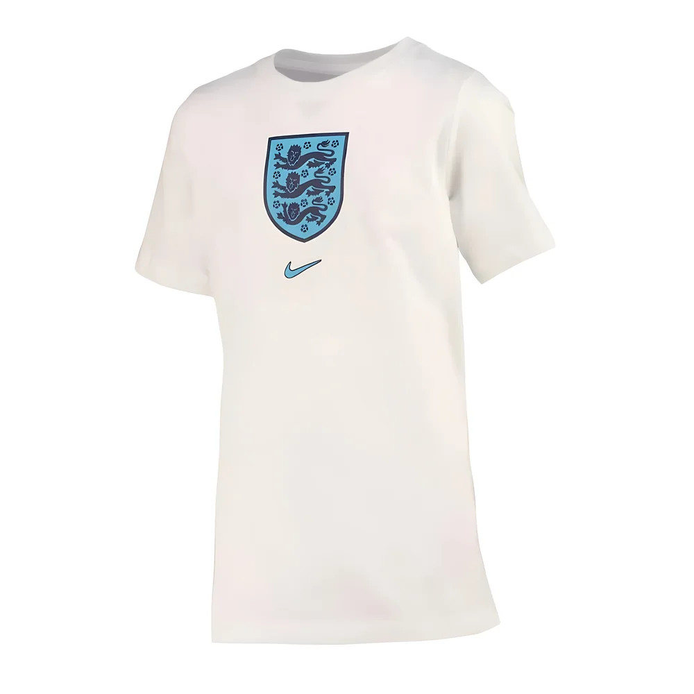 '22-'23 England Crest Tee (White) - Kids Polyester Made By: Nike Unisex Kids White Medium