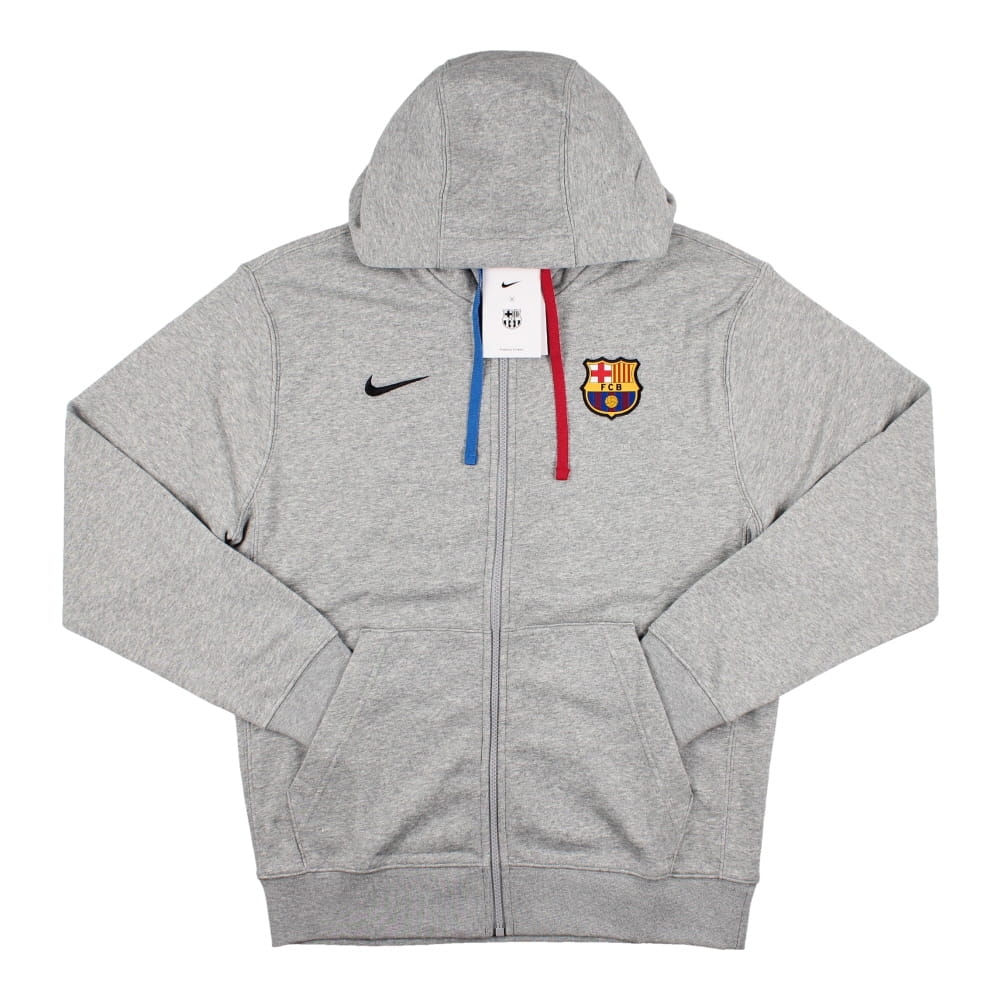 2022-2023 Barcelona Full Zip Fleece Hoodie (Grey)