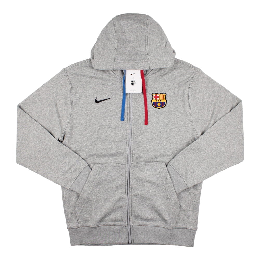 2022-2023 Barcelona Full Zip Fleece Hoodie (Grey) [DN3117-063] -  Uksoccershop