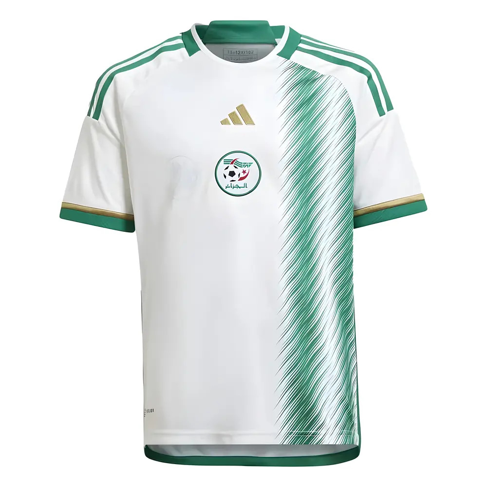 '22-'23 Algeria Home Shirt (Kids) Polyester Made By: Adidas Unisex Kids White Size 15-16