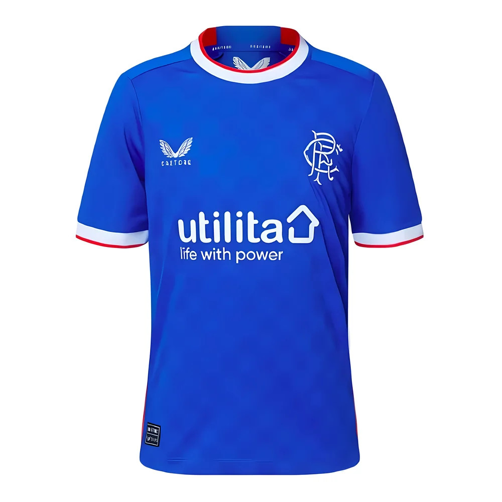 '22-'23 Rangers Home Shirt (Kids) Polyester Made By: Castore Unisex Kids Blue Medium