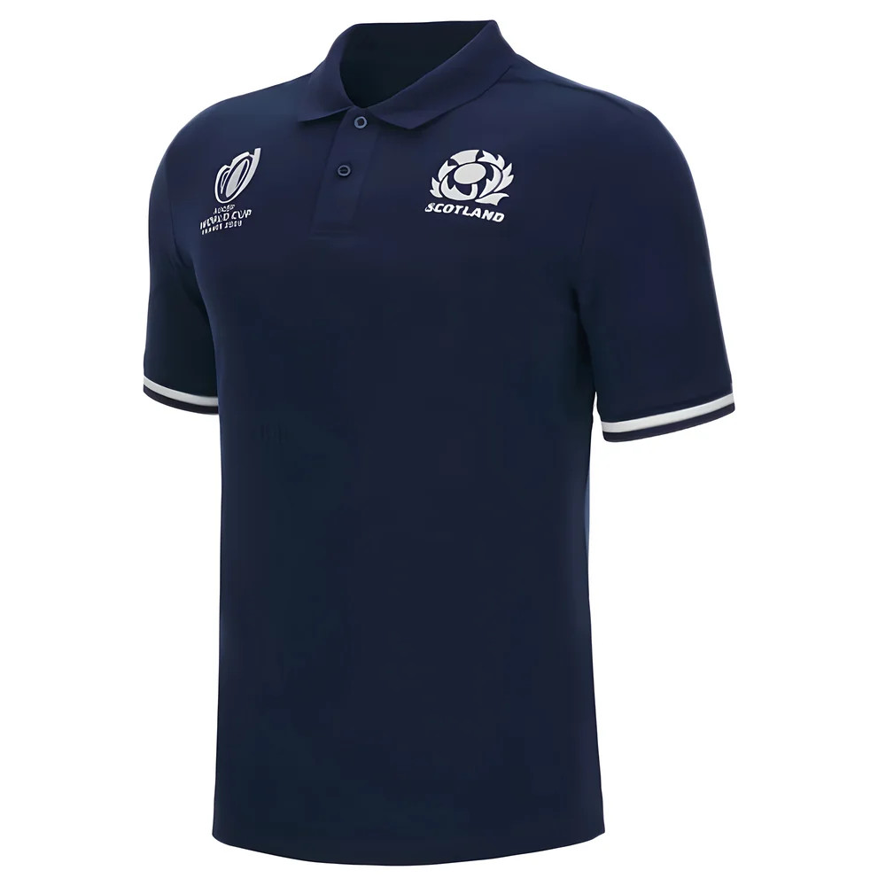 Scotland Rwc 2023 Rugby World Cup Polo Shirt (Navy) Polyester Made By: Macron Men's Navy Small