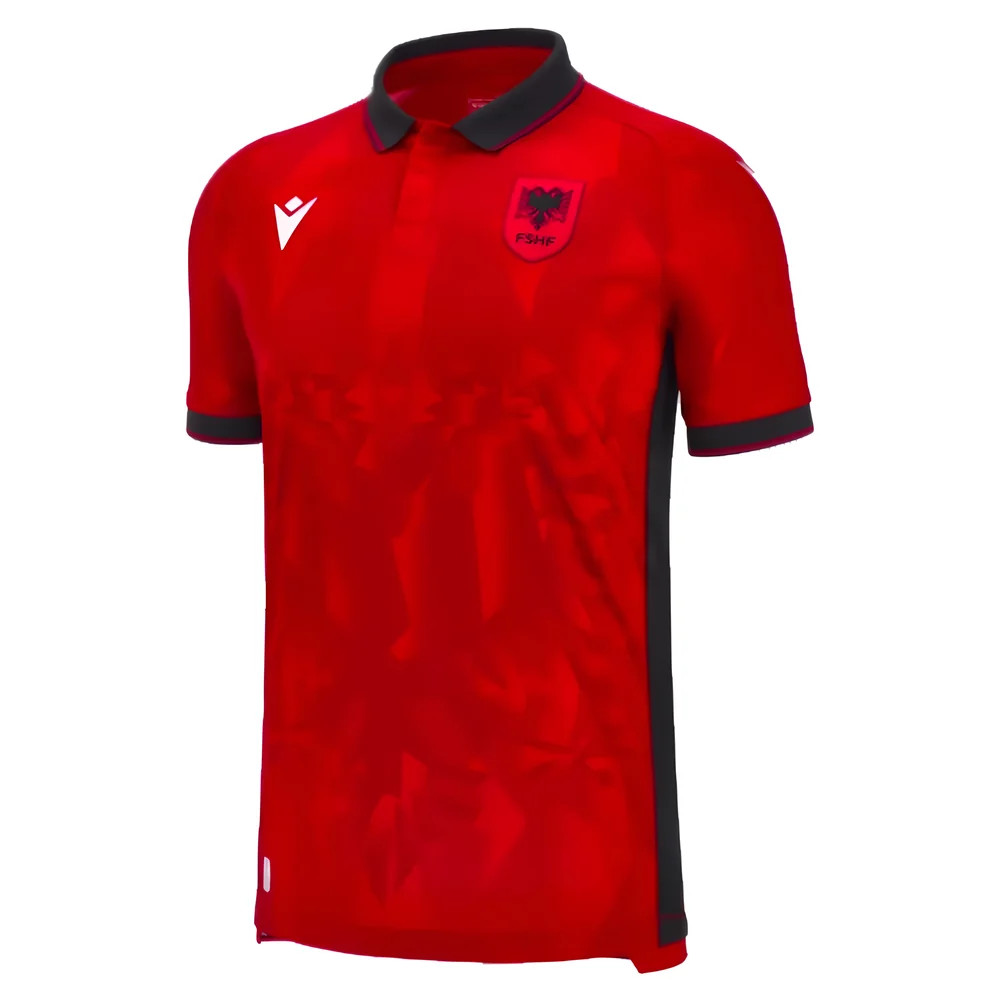 '23-'24 Albania Home Authentic Shirt Polyester Made By: Macron Men's Red 3XL