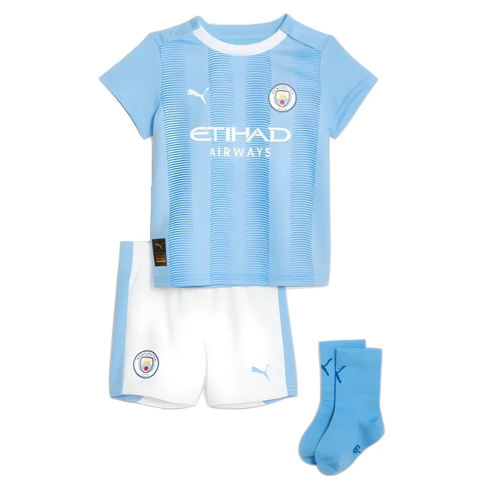 '23-'24 Man City Home Baby Kit Toddler's Polyester Manchester City Made By: Puma Unisex Toddler Blue 4-6 Mo