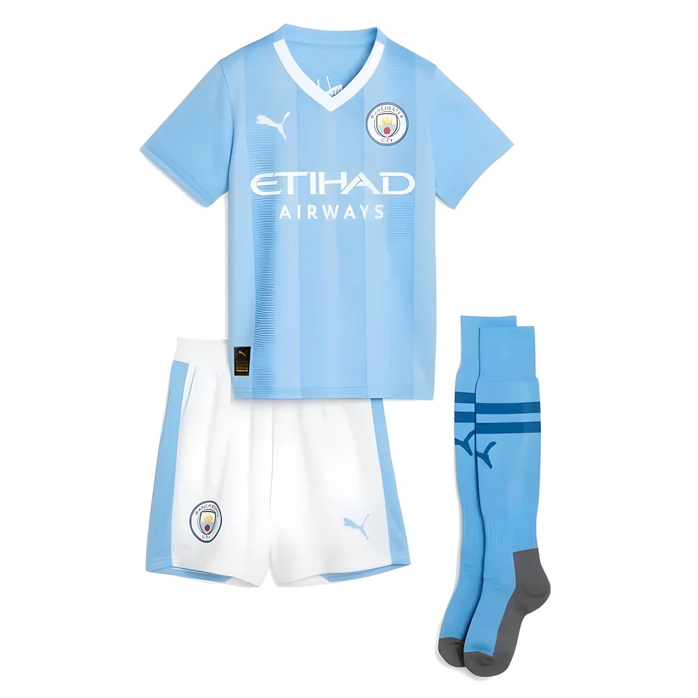 '23-'24 Man City Home Mini Kit Toddler's 1-2 Toddler Polyester Manchester City Made By: Puma Unisex Toddler Blue 3-4 Toddler