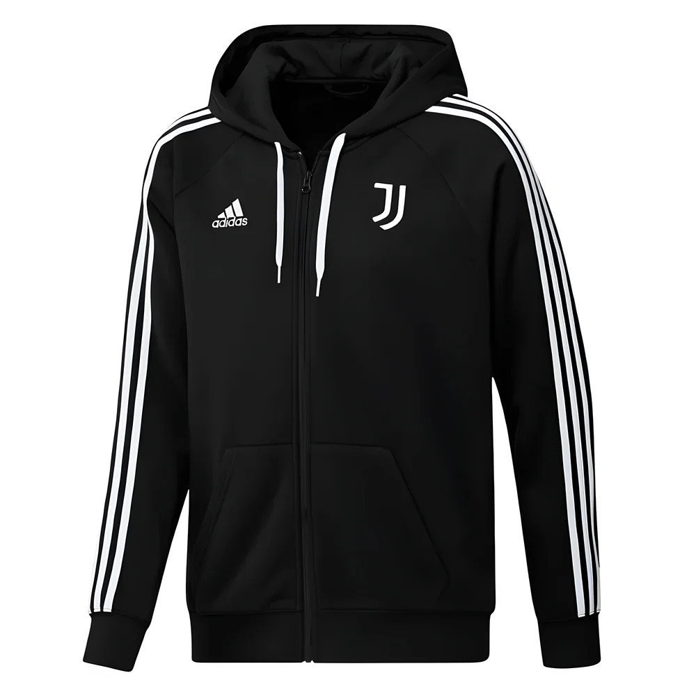 '22-'23 Juventus Dna Full Zip Hoody (Black) Polyester Made By: Adidas Men's Black Extra Small