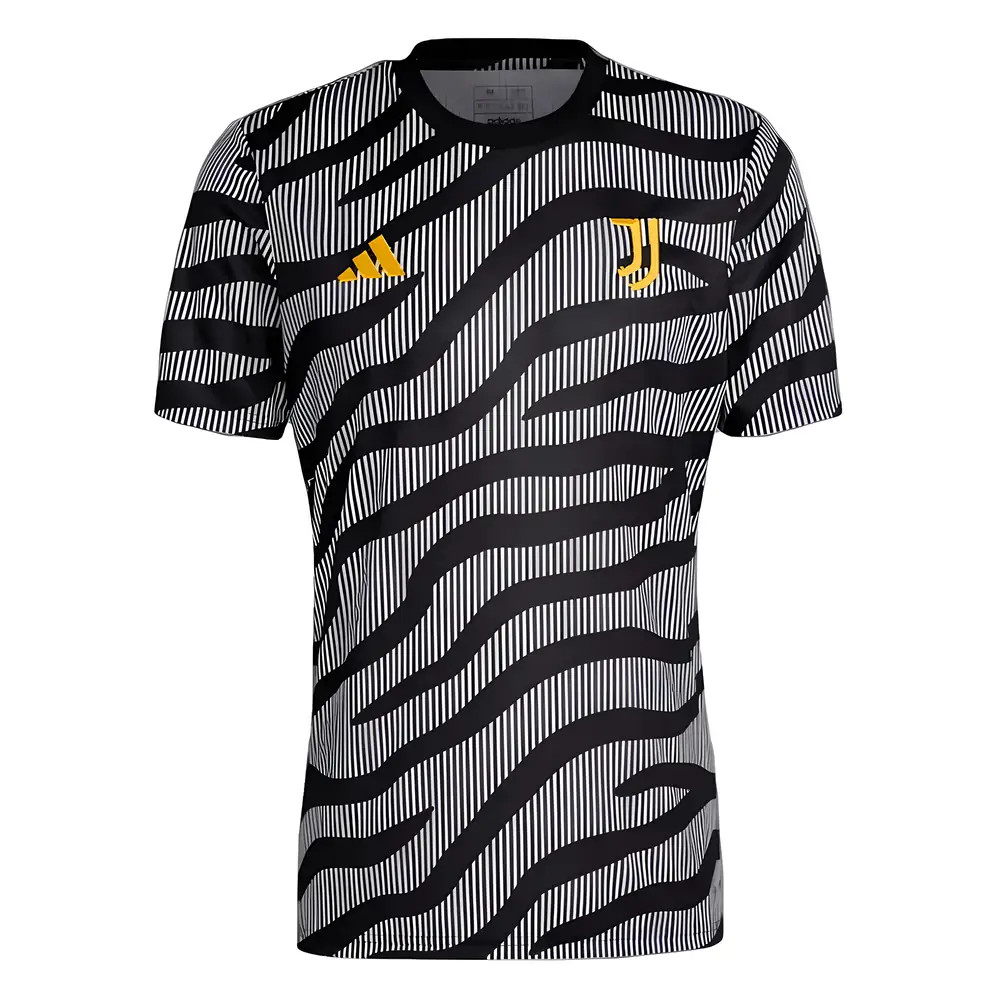 '23-'24 Juventus Pre-Match Shirt (Black) Polyester Made By: Adidas Men's Black Xxl