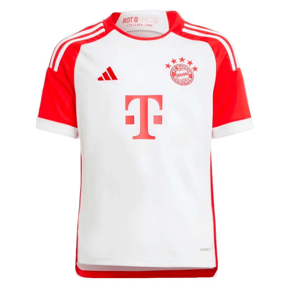 '23-'24 Bayern Munich Home Shirt (Kids) 7-8 Polyester Made By: Adidas Unisex Kids White Size 13-14
