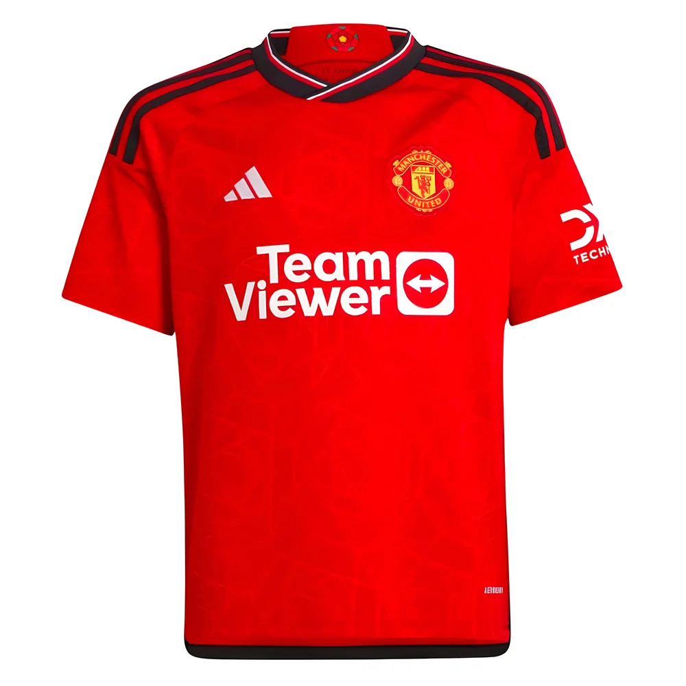 '23-'24 Man Utd Home Shirt (Kids) Polyester Manchester United Made By: Adidas Unisex Kids Red Size 7-8