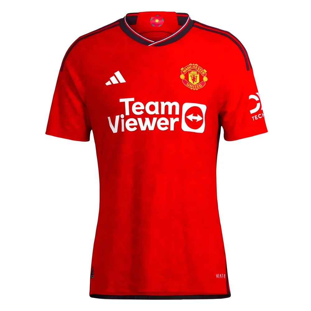'23-'24 Man Utd Authentic Home Shirt Polyester Manchester United Made By: Adidas Men's Red Extra Small