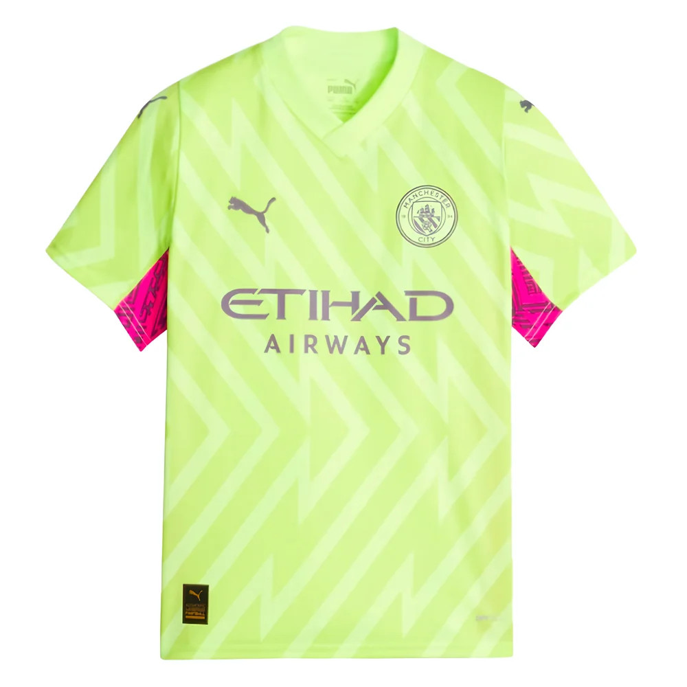 '23-'24 Man City Ss Goalkeeper Shirt (Yellow) Polyester Manchester City Made By: Puma Men's Yellow Xxl
