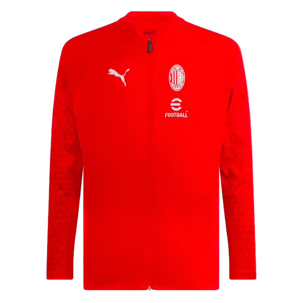 '23-'24 Ac Milan Training Fleece (Red) Polyester Made By: Puma Men's Red Medium