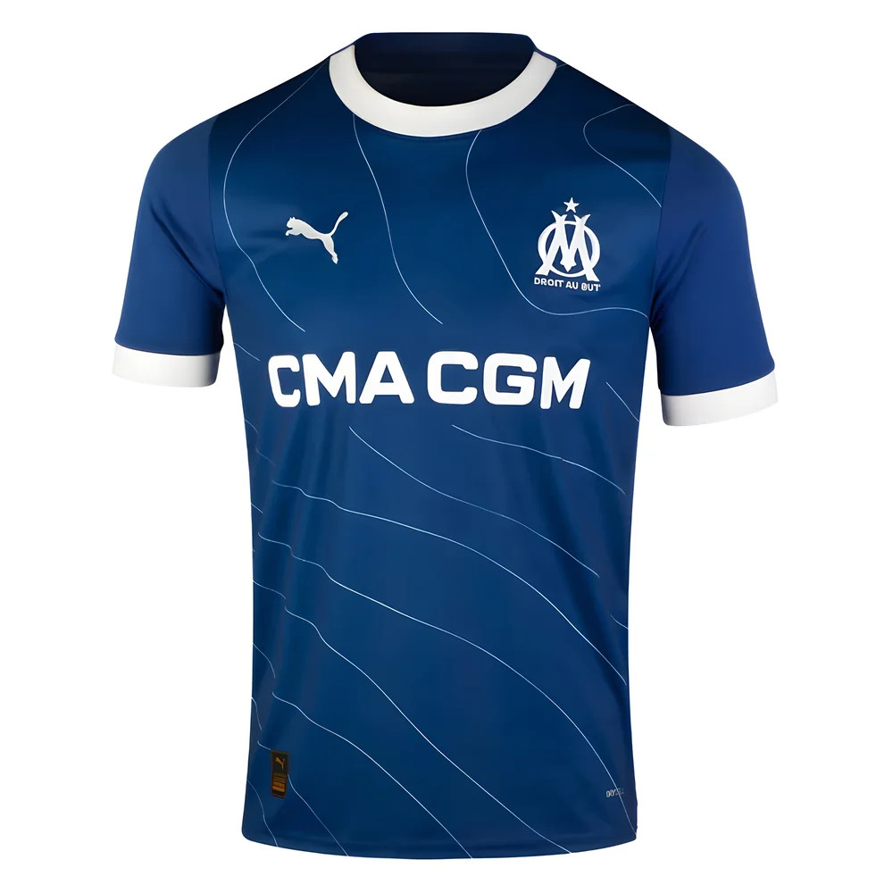 '23-'24 Marseille Away Shirt (Kids) Polyester Made By: Puma Unisex Kids Navy Size 9-10