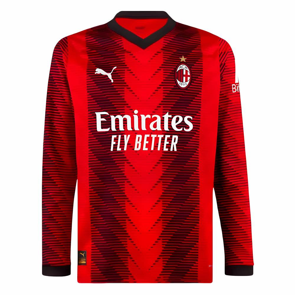 '23-'24 Ac Milan Long Sleeve Home Shirt Polyester Made By: Puma Men's Red Medium