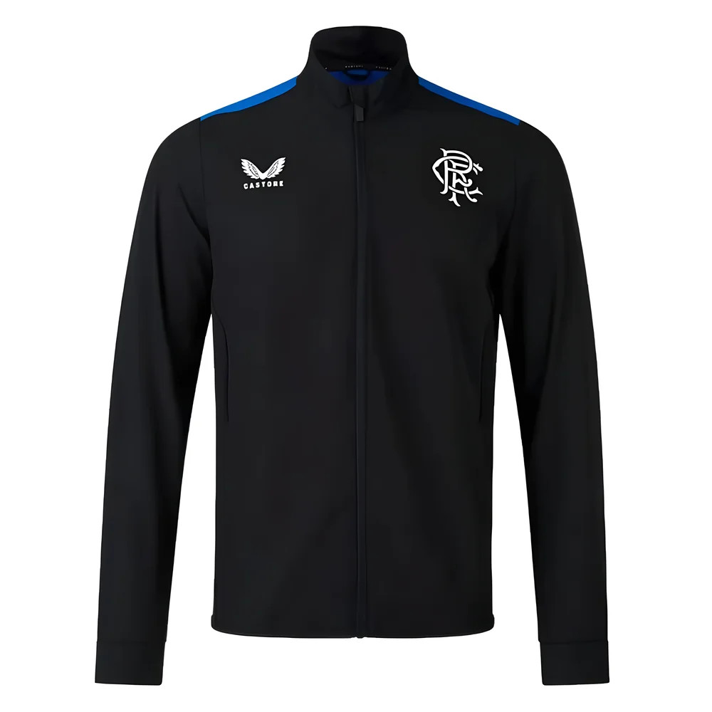 '23-'24 Rangers Players Training Anthem Jacket (Black) Polyester Made By: Castore Men's Black 3XL