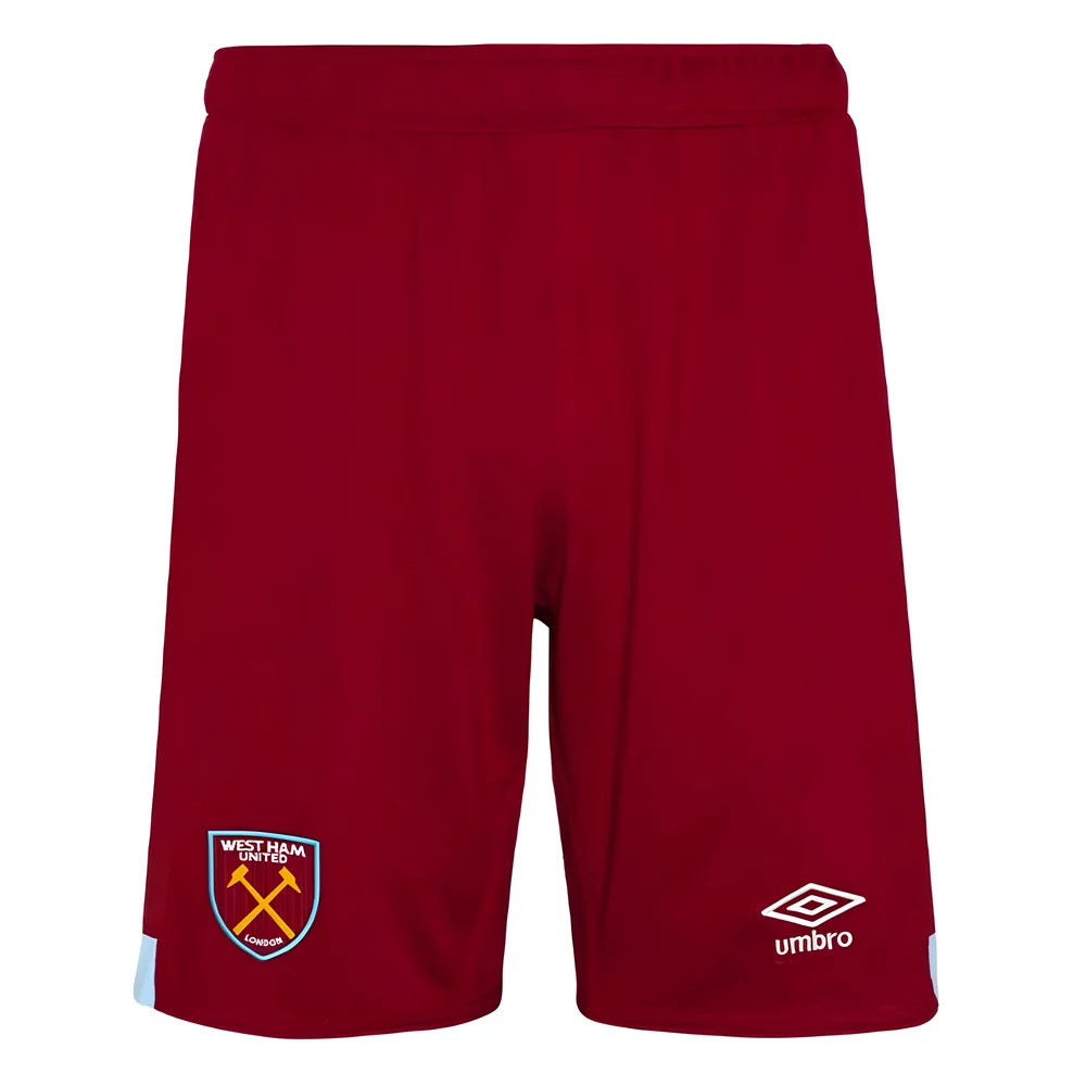'23-'24 West Ham Home Shorts (Claret) - Kids Polyester Made By: Umbro Unisex Kids Claret Small
