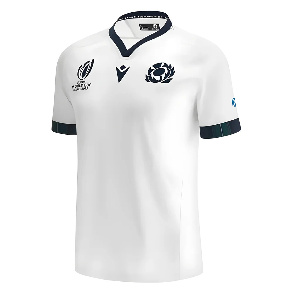 Scotland Rwc 2023 Away Replica Rugby Shirt Polyester Made By: Macron Men's White Xxl