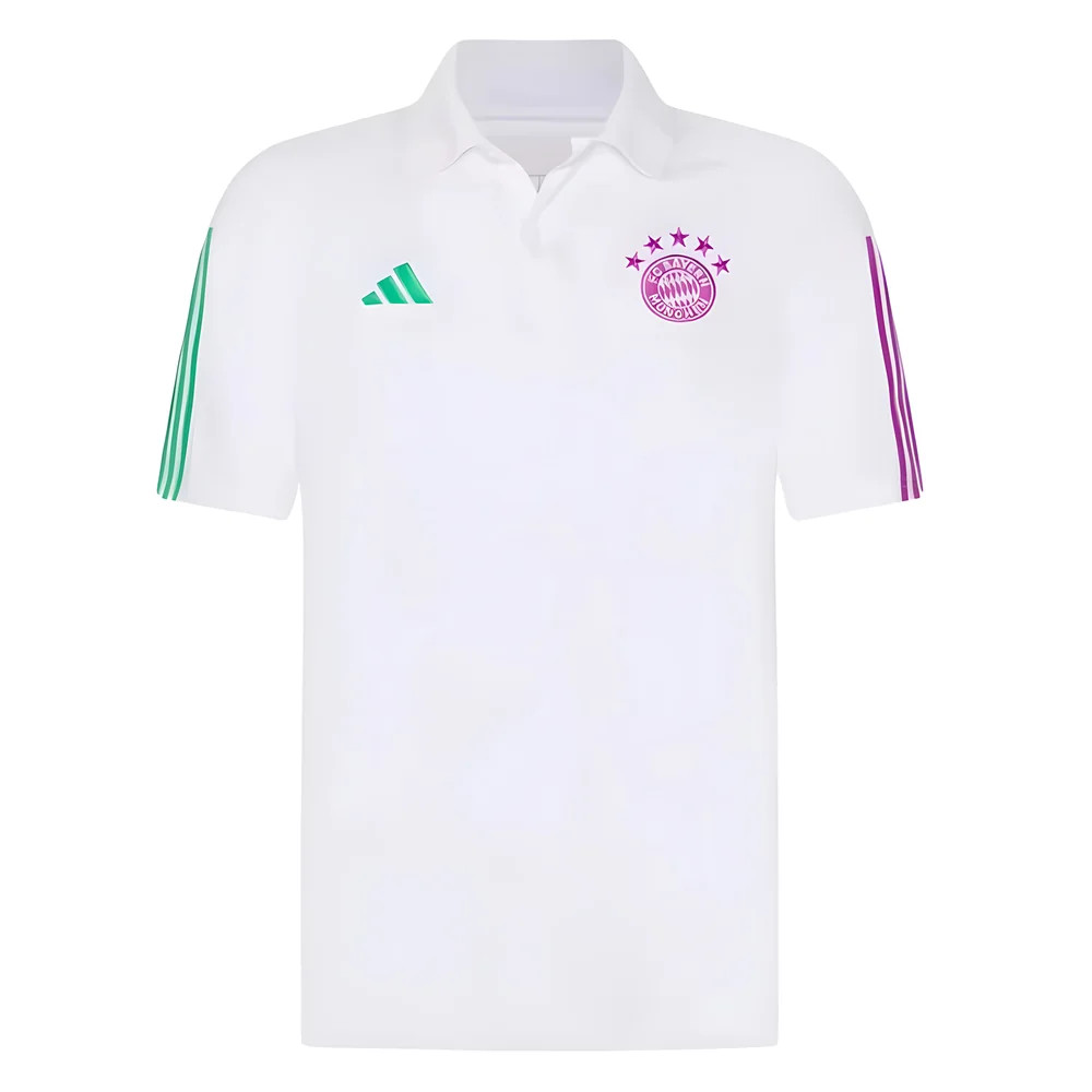 '23-'24 Bayern Munich Polo Shirt (White) Polyester Made By: Adidas Men's White 3XL