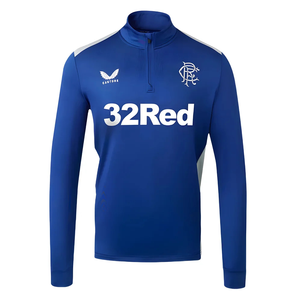 '23-'24 Rangers Coaches Matchday Half Zip Midlayer (Blue) Polyester Made By: Castore Men's Blue Medium