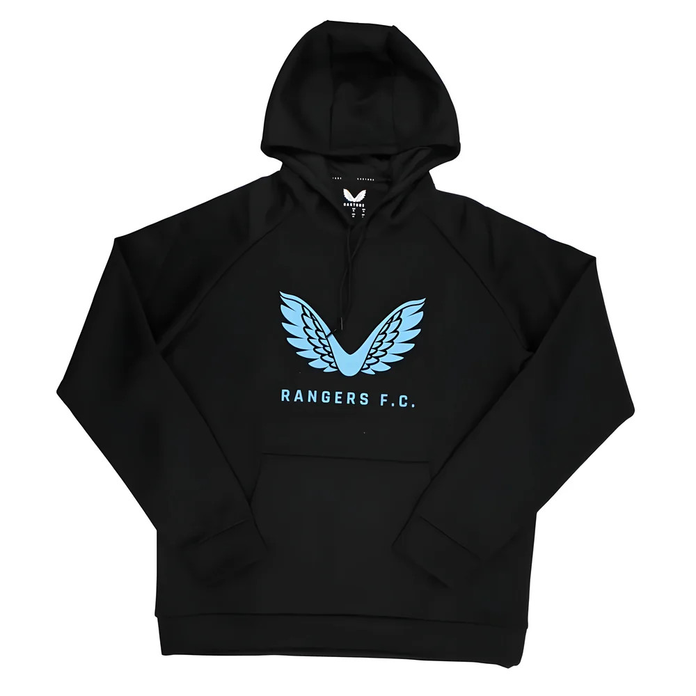 '23-'24 Rangers Players Travel Logo Hoody (Black) Polyester Made By: Castore Men's Black Medium