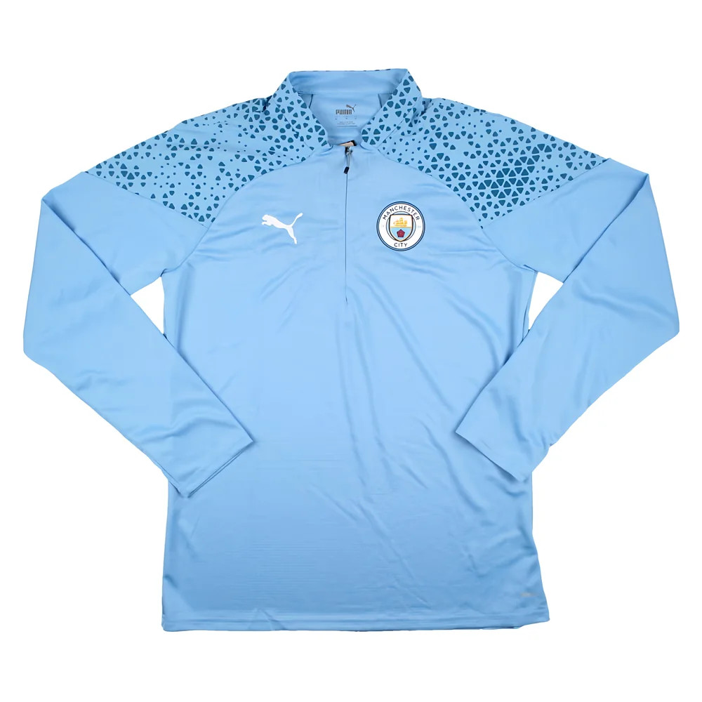 '23-'24 Man City Training Half Zip Top Pro (Light Blue) Polyester Manchester City Made By: Puma Men's Light Blue Medium