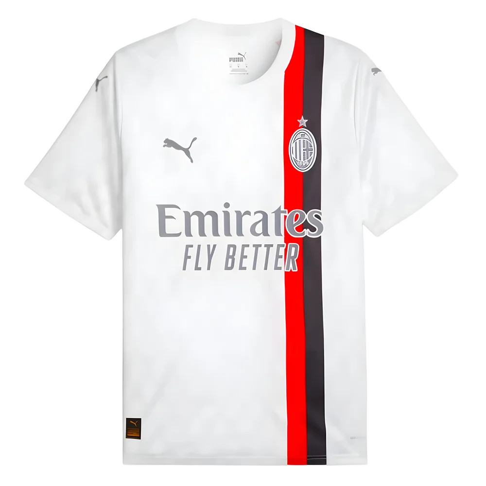'23-'24 Ac Milan Away Shirt Polyester Made By: Puma Men's White Extra Large