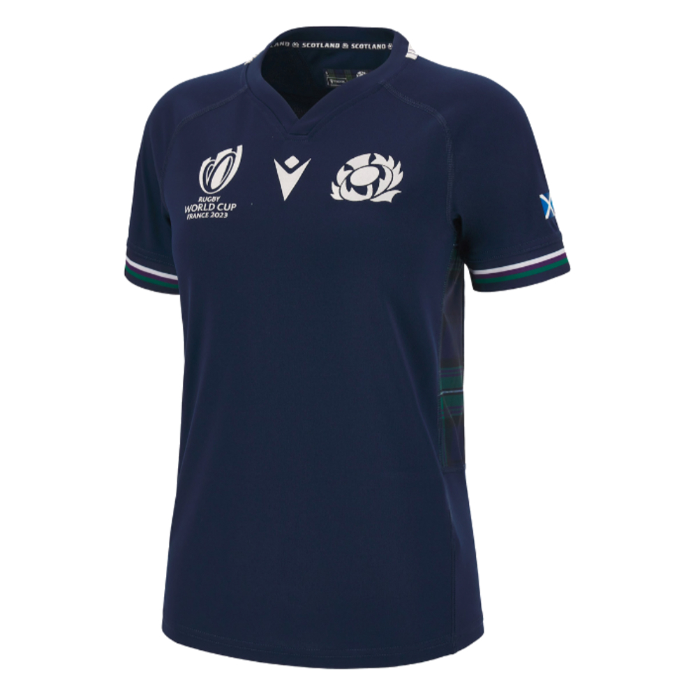 Scotland Rwc 2023 Home Rugby Poly Replica Shirt () Polyester Made By: Macron Women's Navy Extra Small