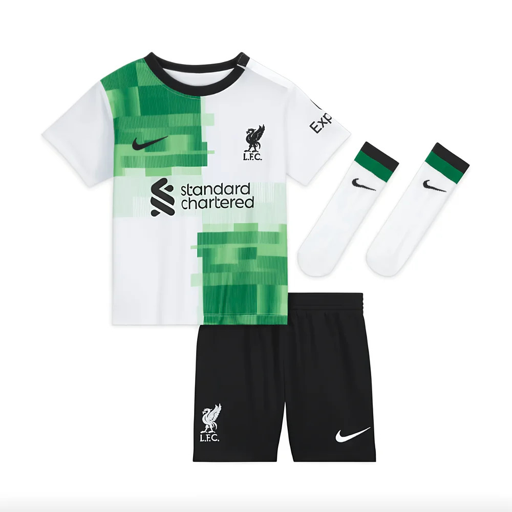 '23-'24 Liverpool Away Infant Baby Kit Adults Polyester Made By: Nike Unisex Infant White 3-6 Mo