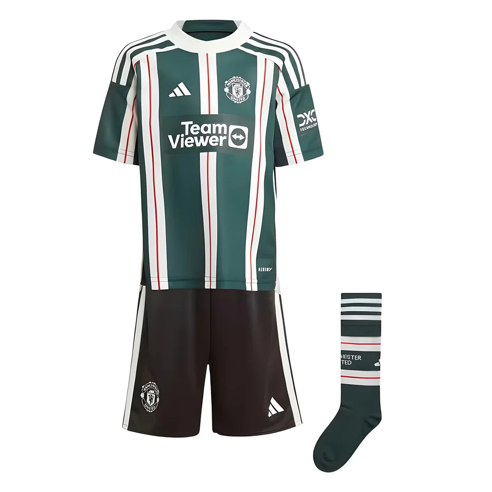 '23-'24 Man Utd Away Mini Kit Toddler's Polyester Manchester United Made By: Adidas Unisex Toddler Green 2-3 Toddler