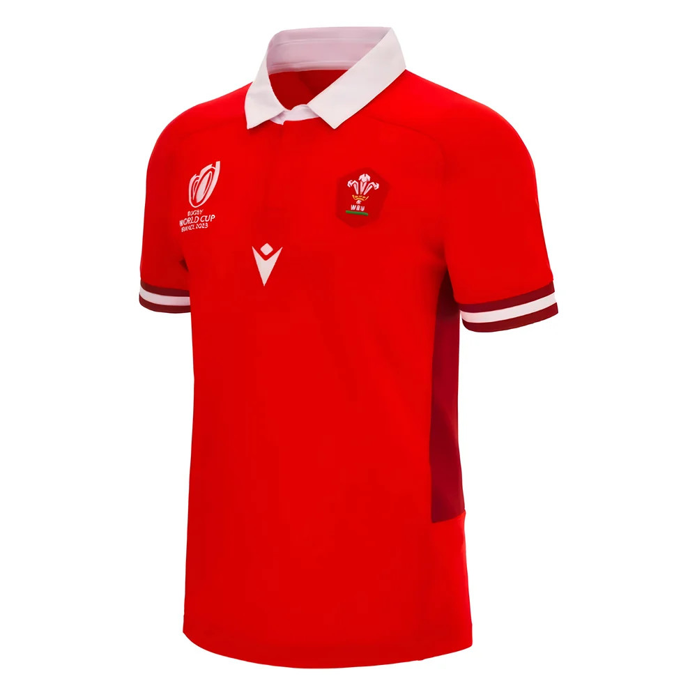 Wales Rwc 2023 Home Welsh Rugby Shirt Special Edition Polyester Azerbaijan Made By: Macron Men's Red Xxl