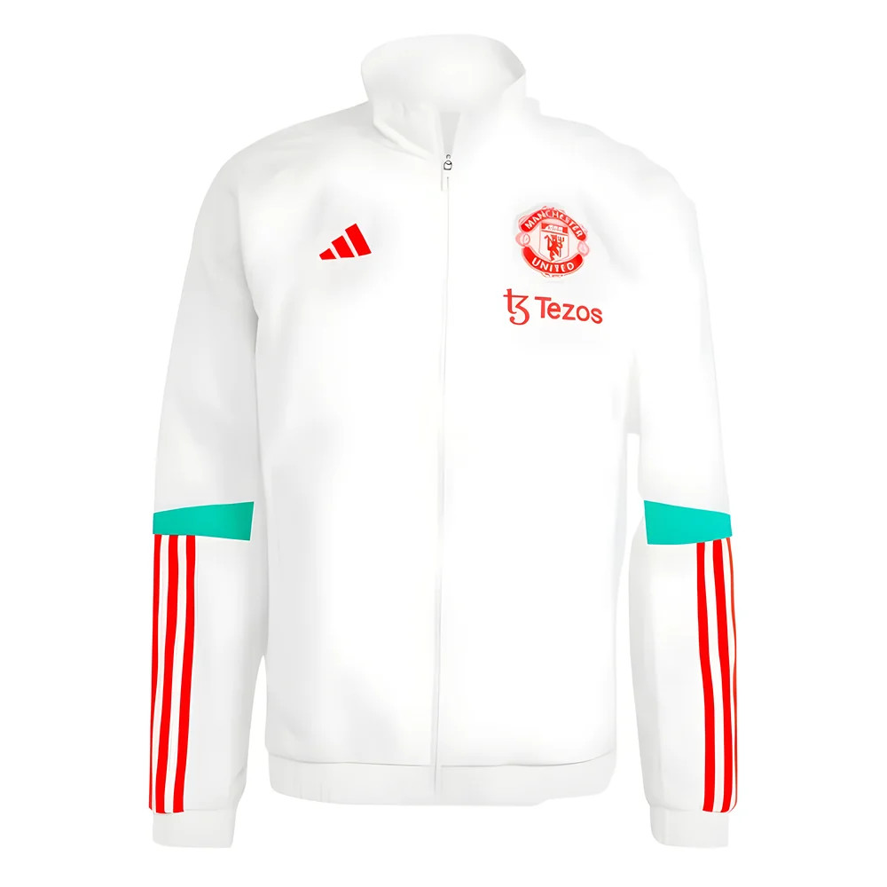 '23-'24 Man Utd Presentation Jacket (White) Polyester Manchester United Made By: Adidas Men's White 3XL