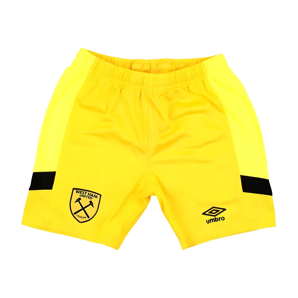 '23-'24 West Ham Goalkeeper Change Shorts (Yellow) - Kids Polyester Made By: Umbro Unisex Kids Yellow Medium