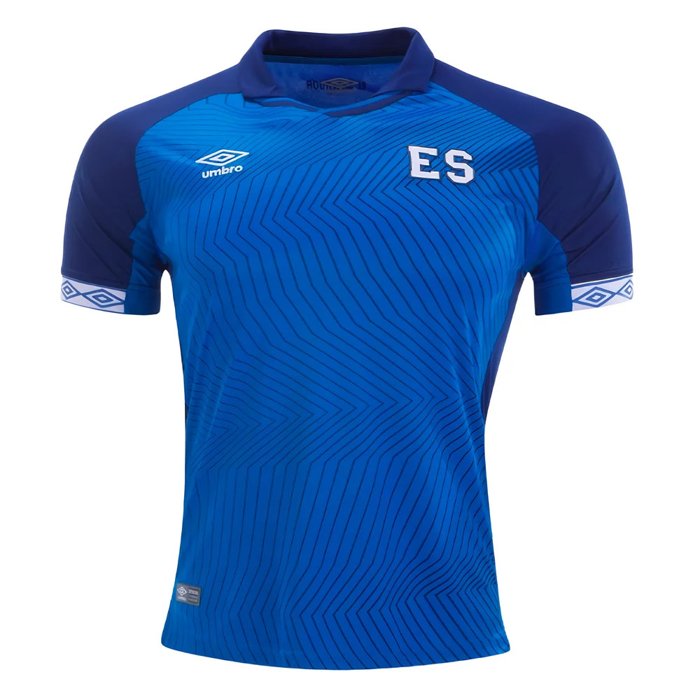 '19-'20 El Salvador Home Shirt Polyester Azerbaijan Made By: Umbro Men's Blue Large