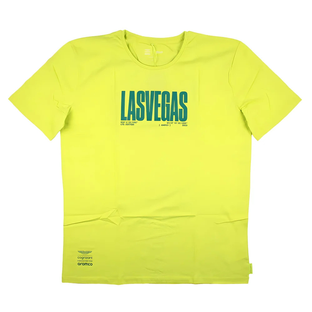 2023 Aston Martin Limited Edition Vegas T-Shirt Polyester Aston Villa Made By: Pelmark Men's Yellow Small