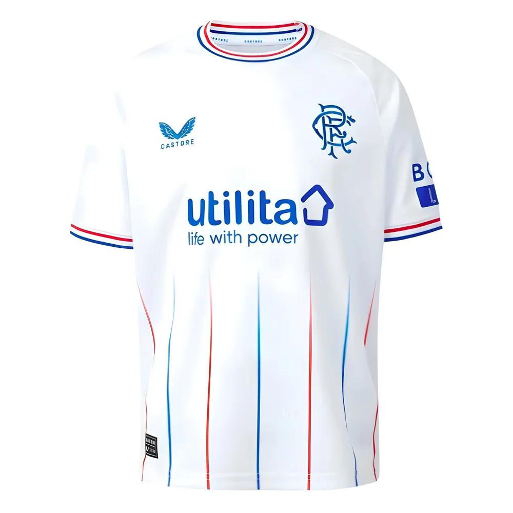 '23-'24 Rangers Away Shirt (Kids) Polyester Made By: Castore Unisex Kids White Small