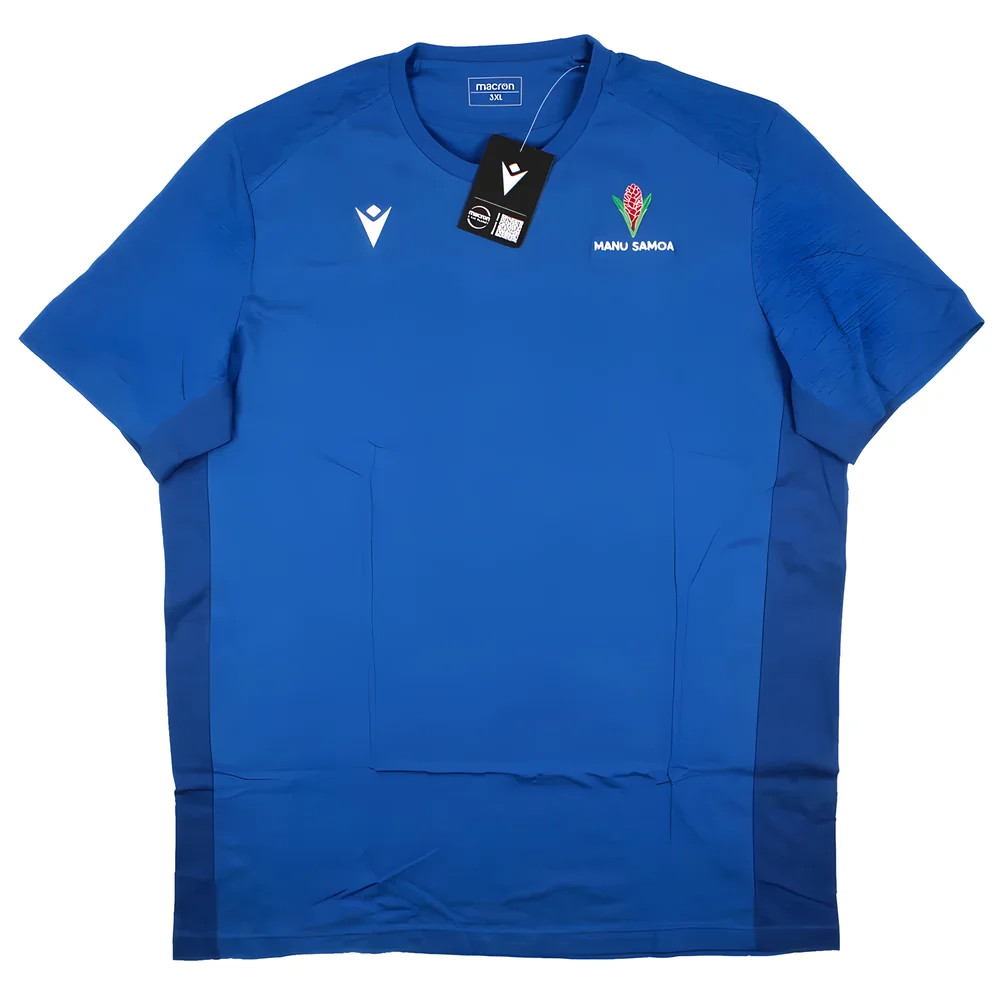 '23-'24 Samoa Rugby Travel Cotton Shirt (Royal) Made By: Macron Men's Blue Small