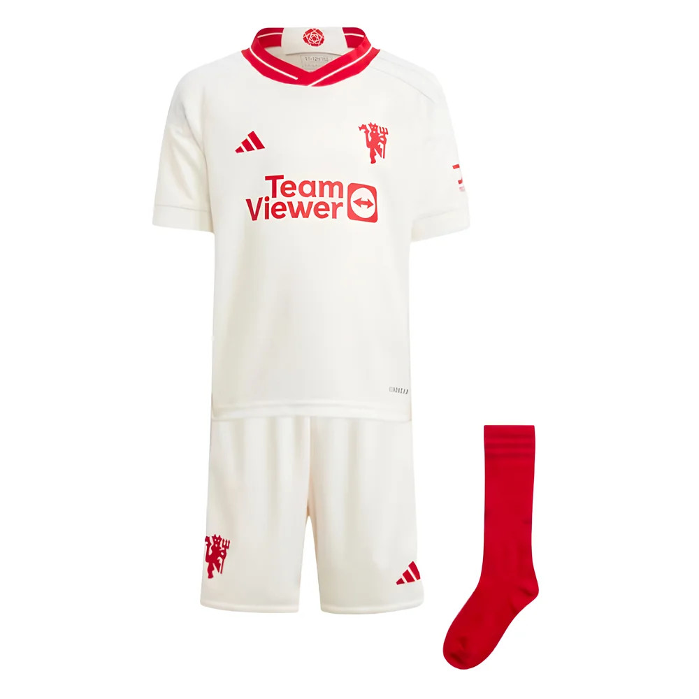 '23-'24 Man Utd Third Mini Kit Toddler's Polyester Manchester United Made By: Adidas Unisex Toddler White 2-3 Toddler