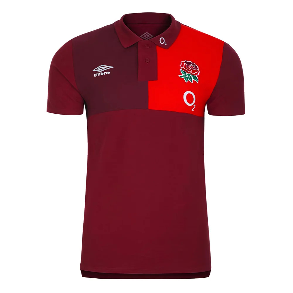 '23-'24 England Rugby Cvc Polo (Tibetan ) Polyester Made By: Umbro Men's Red Small