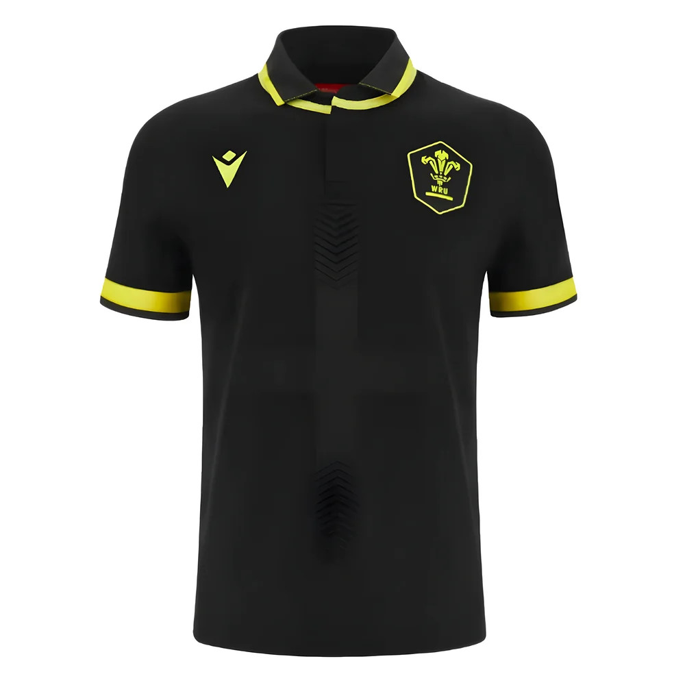 '23-'24 Wales Rugby Alternate Cotton Shirt Azerbaijan Made By: Macron Men's Black Small