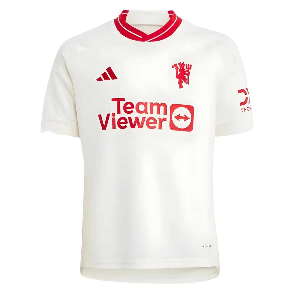 '23-'24 Man Utd Third Shirt (Kids) Polyester Manchester United Made By: Adidas Unisex Kids White Size 7-8