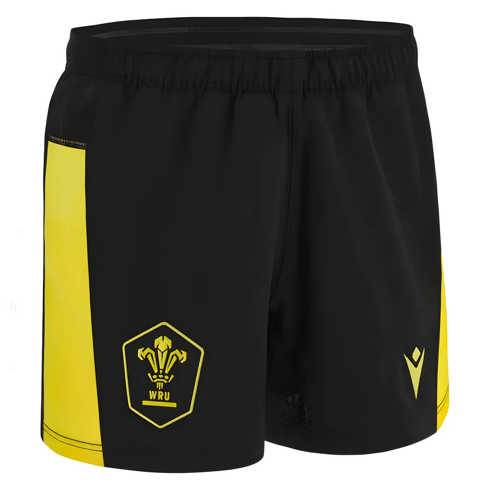 '23-'24 Wales Rugby Away Shorts (Black) Polyester Azerbaijan Made By: Macron Men's Black 4XL