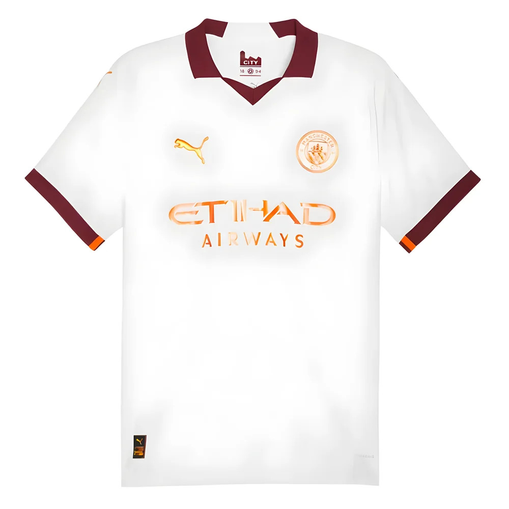 '23-'24 Man City Authentic Away Shirt Polyester Manchester City Made By: Puma Men's White Medium