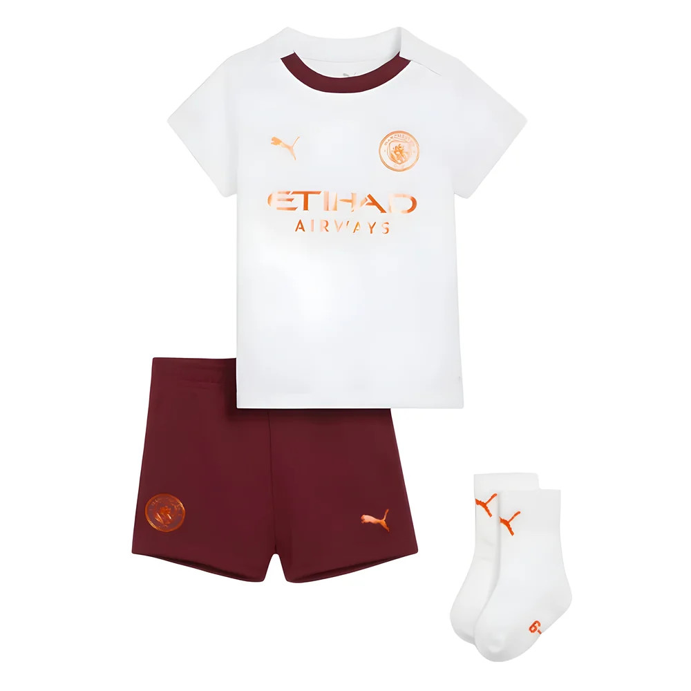 '23-'24 Man City Away Baby Kit Toddler's Polyester Manchester City Made By: Puma Unisex Toddler White 2-4 Mo