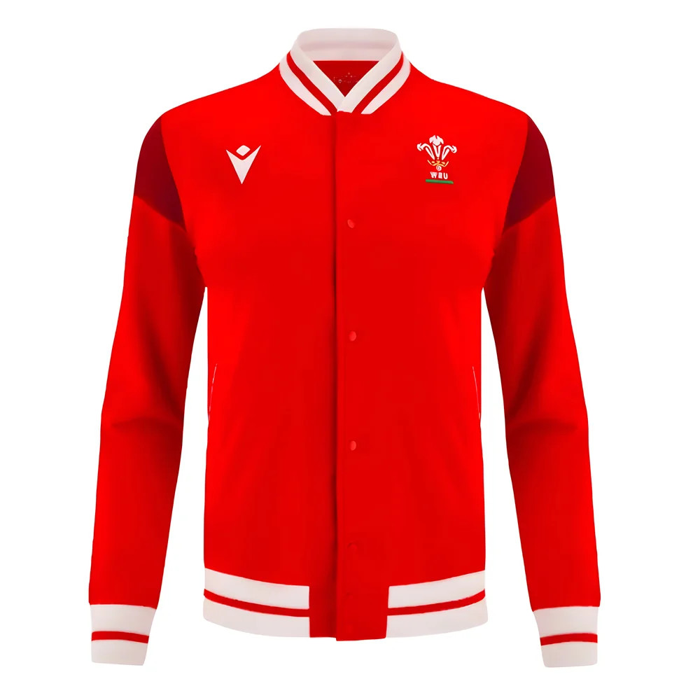'23-'24 Wales Rugby Anthem Jacket (Red) Polyester Azerbaijan Made By: Macron Men's Red Small