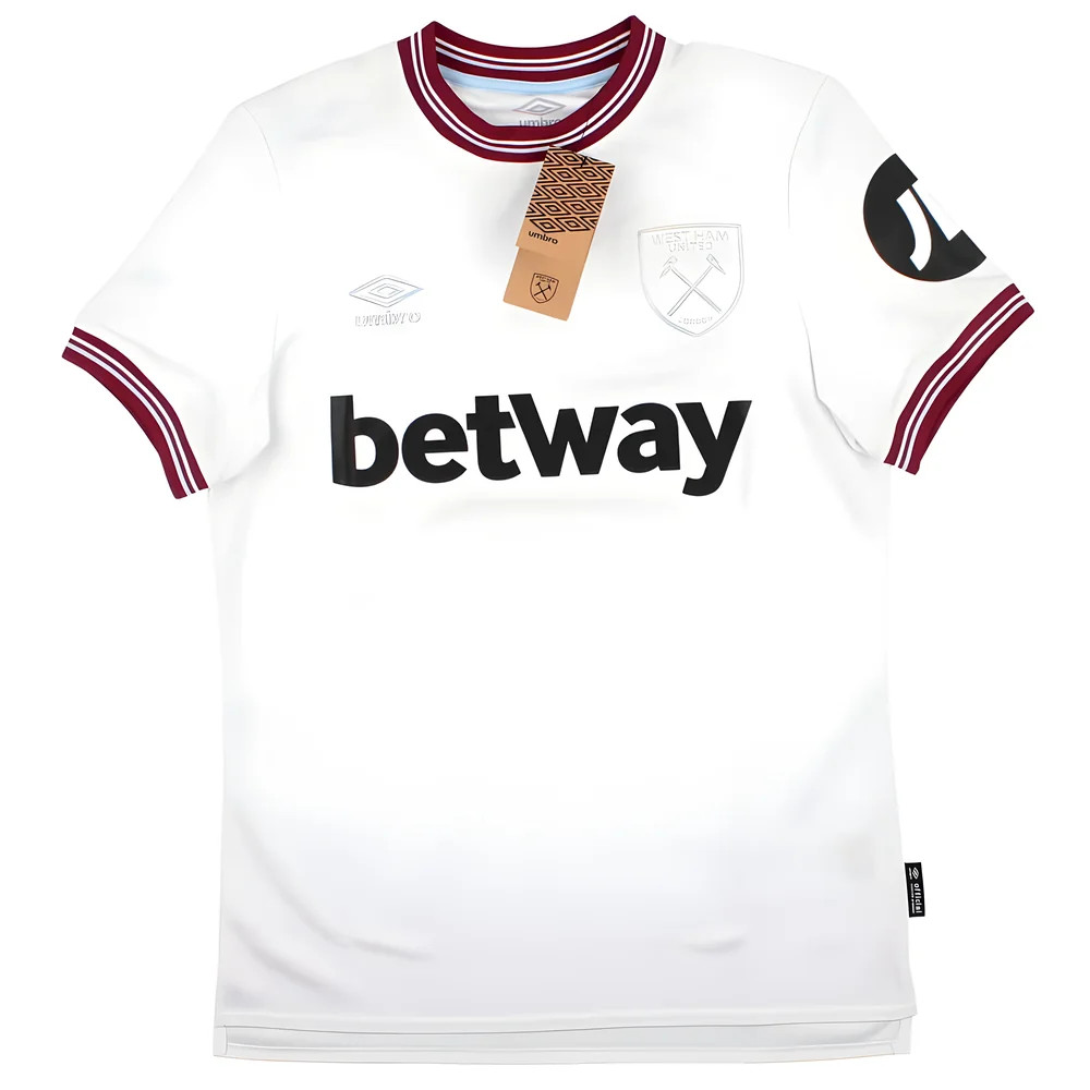 '23-'24 West Ham United Away Shirt Polyester Made By: Umbro Men's White 3XL