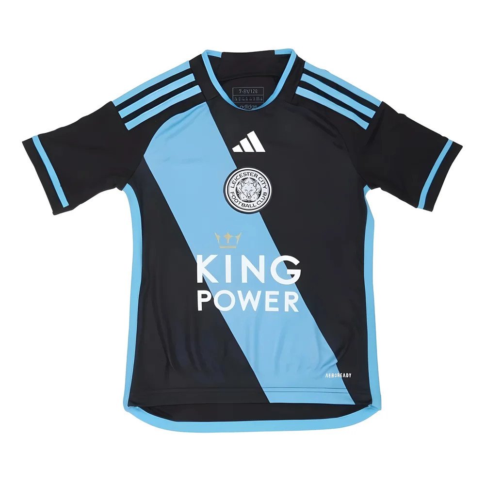 '23-'24 Leicester City Away Shirt (Kids) Polyester Made By: Adidas Unisex Kids Navy Size 9-10