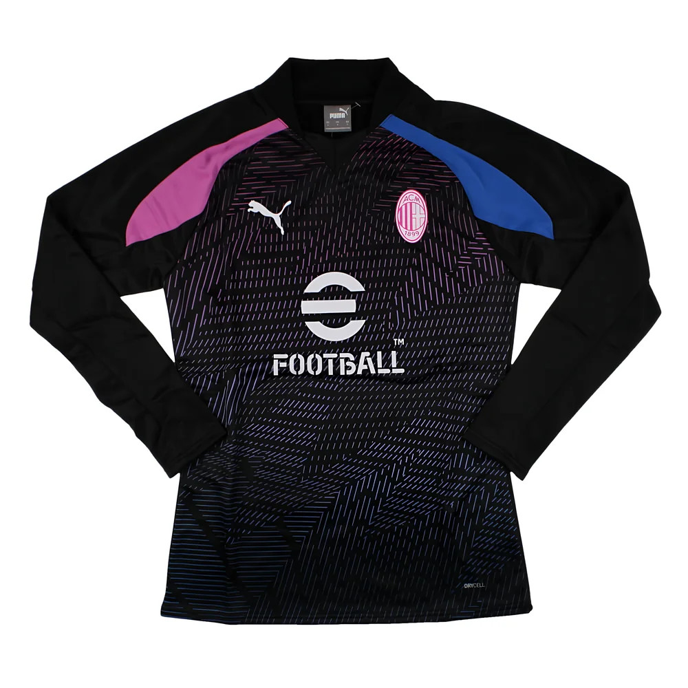 '23-'24 Ac Milan Pre-Match Ls Sweat Top (Black) Polyester Made By: Puma Men's Black Xxl